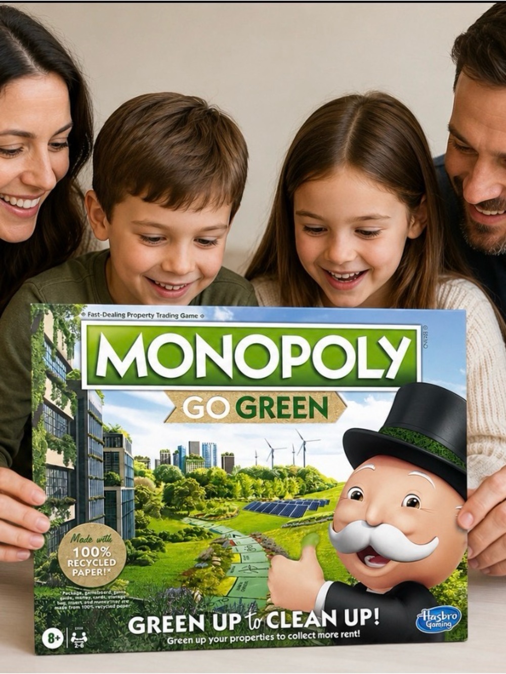 Monopoly Go Green Eco-Friendly Board Game Hasbro Parker Brothers 2–6 Players